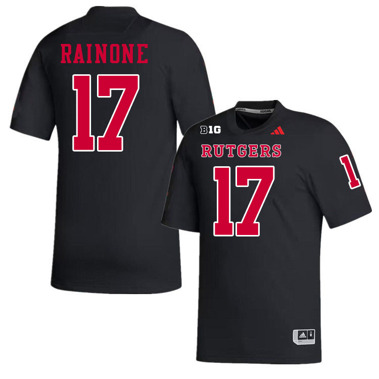Rutgers Scarlet Knights #17 Rocco Rainone College Football Jerseys Stitched-Black